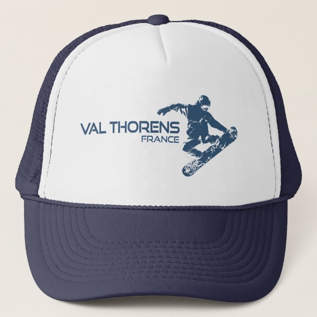 Val Thorens France Snowboarder Trucker Hat (Front)