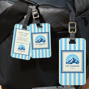 Val Thorens France stripes Mountain ski resort  Luggage Tag