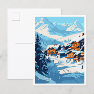 Val Thorens France Travel Vintage Illustration Postcard