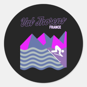 Val Thorens French Alps France Ski Resort Snowboar Classic Round Sticker
