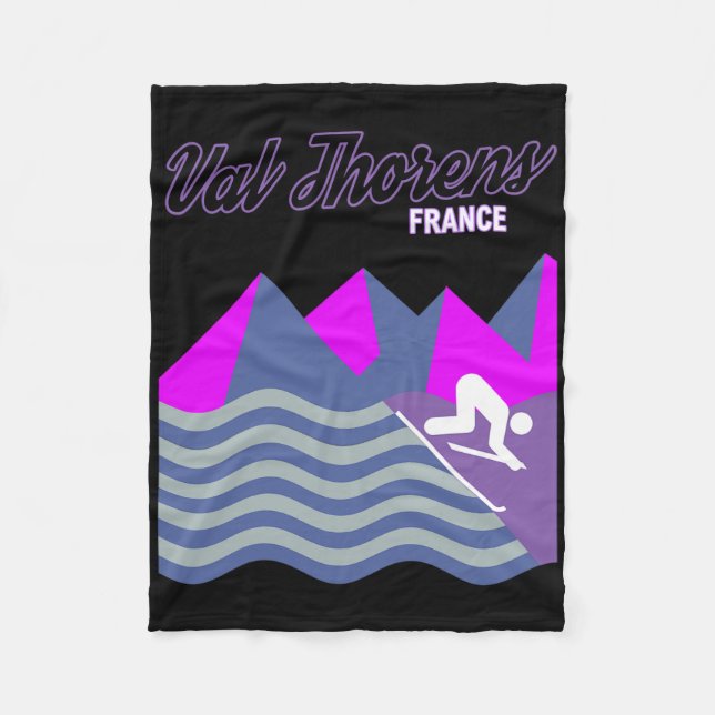 Val Thorens French Alps France Ski Resort Snowboar Fleece Blanket (Front)