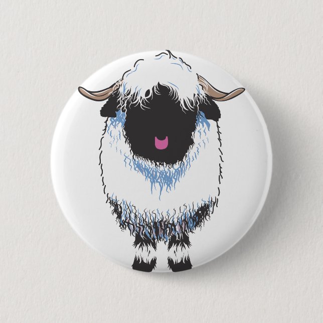 VALAIS Black Nose Sheep 6 Cm Round Badge (Front)