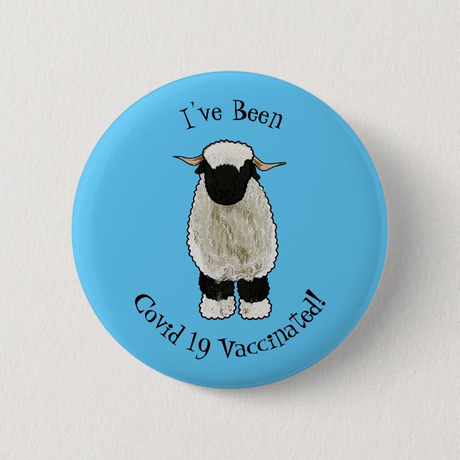 Valais Blacknose sheep cartoon illustration 6 Cm Round Badge (Front)
