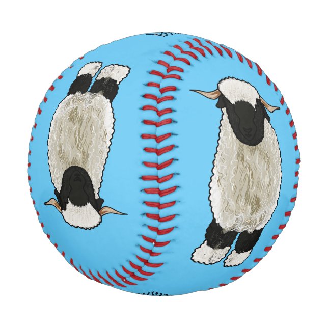 Valais Blacknose sheep cartoon illustration Baseball (Angled)