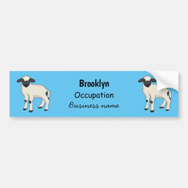 Valais Blacknose sheep cartoon illustration Bumper Sticker (Front)