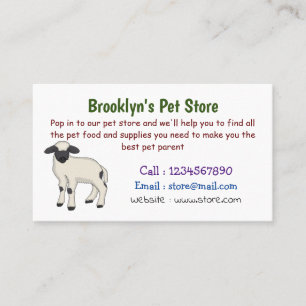 Valais Blacknose sheep cartoon illustration Business Card