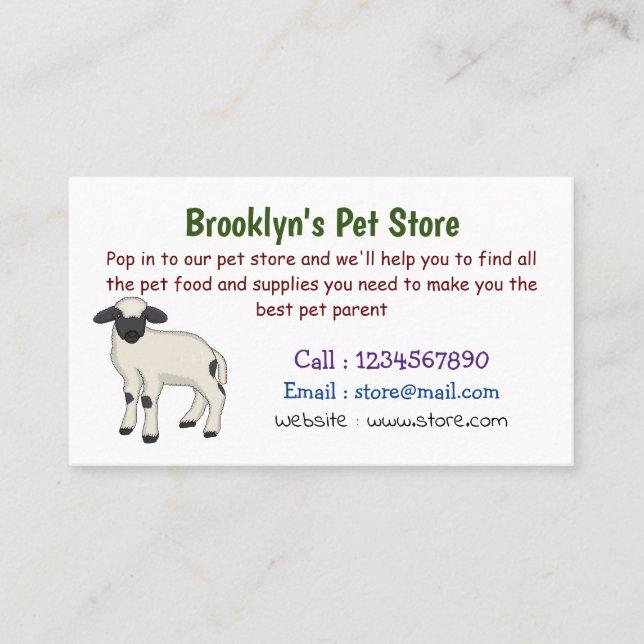 Valais Blacknose sheep cartoon illustration Business Card (Front)