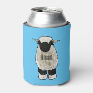 Valais Blacknose sheep cartoon illustration Can Cooler