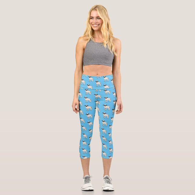 Valais Blacknose sheep cartoon illustration Capri Leggings (Front)