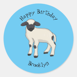 Valais Blacknose sheep cartoon illustration  Classic Round Sticker