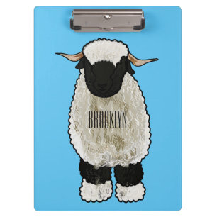 Valais Blacknose sheep cartoon illustration Clipboard
