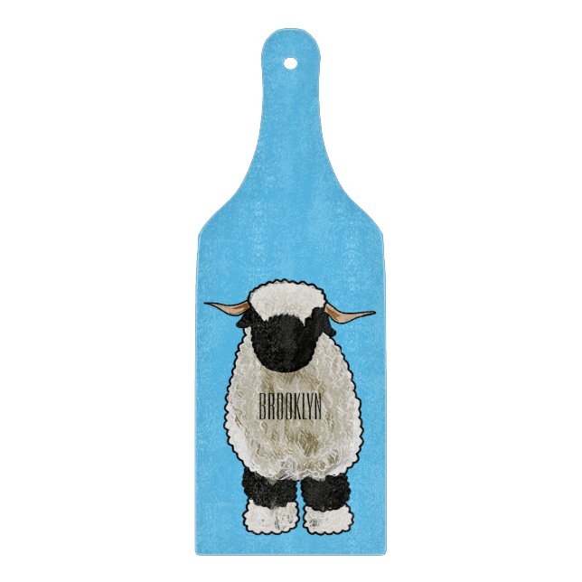 Valais Blacknose sheep cartoon illustration Cutting Board (Front)