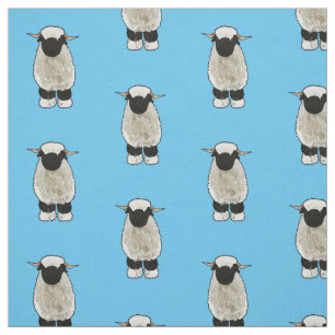 Valais Blacknose sheep cartoon illustration Fabric