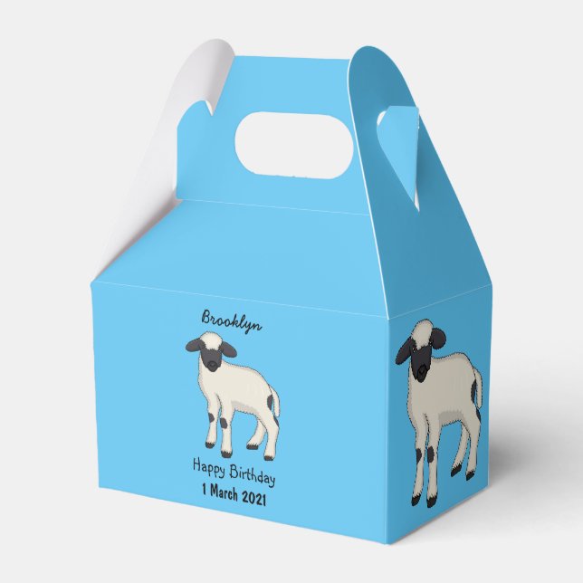 Valais Blacknose sheep cartoon illustration Favour Box (Front Side)