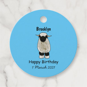 Valais Blacknose sheep cartoon illustration Favour Tags