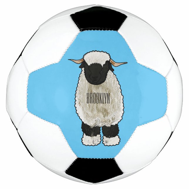 Valais Blacknose sheep cartoon illustration Football (Front)