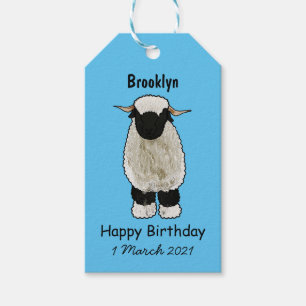 Valais Blacknose sheep cartoon illustration Gift Tags