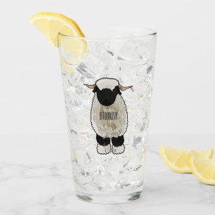 Valais Blacknose sheep cartoon illustration Glass