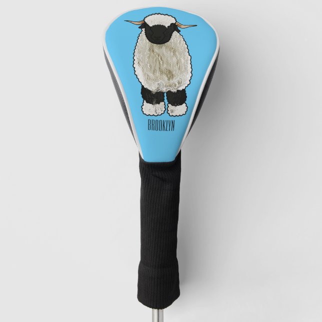 Valais Blacknose sheep cartoon illustration Golf Head Cover (Front)