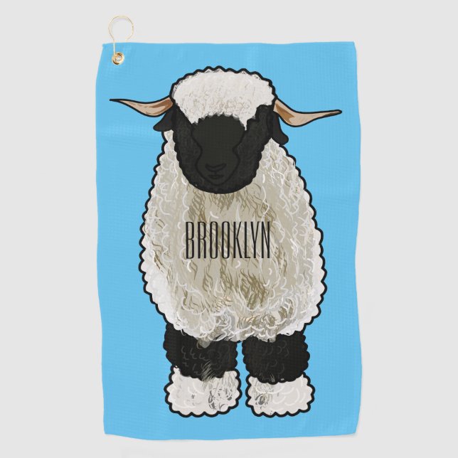 Valais Blacknose sheep cartoon illustration Golf Towel (Front)