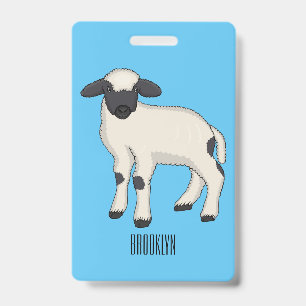 Valais Blacknose sheep cartoon illustration ID Badge