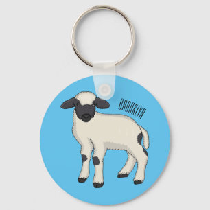 Valais Blacknose sheep cartoon illustration Key Ring