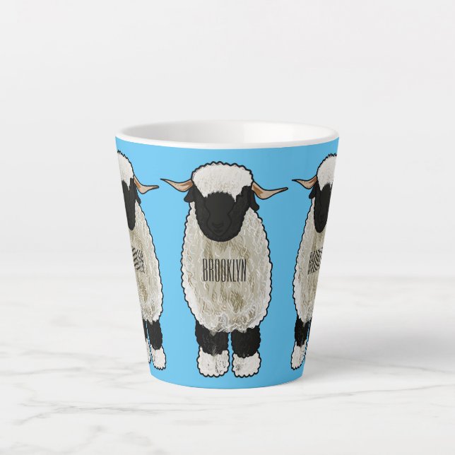 Valais Blacknose sheep cartoon illustration Latte Mug (Front)