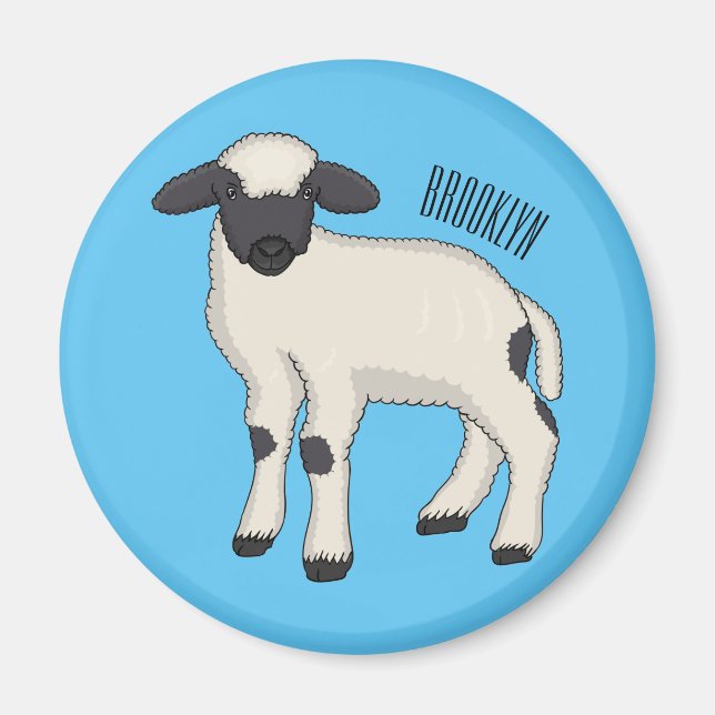 Valais Blacknose sheep cartoon illustration Magnet (Front)