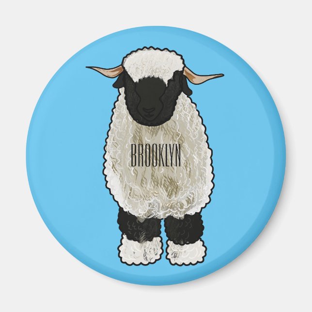 Valais Blacknose sheep cartoon illustration Magnet (Front)