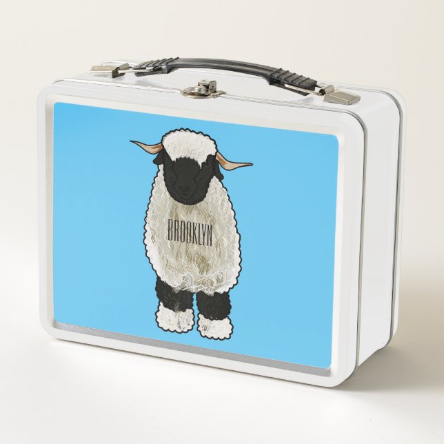 Valais Blacknose sheep cartoon illustration Metal Lunch Box (Front)