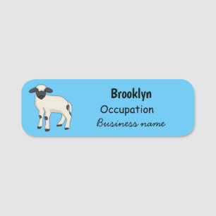 Valais Blacknose sheep cartoon illustration Name Tag