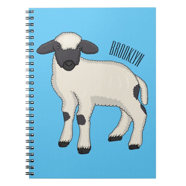 Valais Blacknose sheep cartoon illustration Notebook (Front)