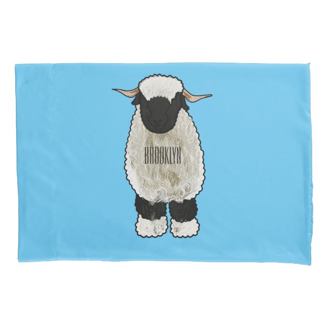 Valais Blacknose sheep cartoon illustration Pillowcase (Front)