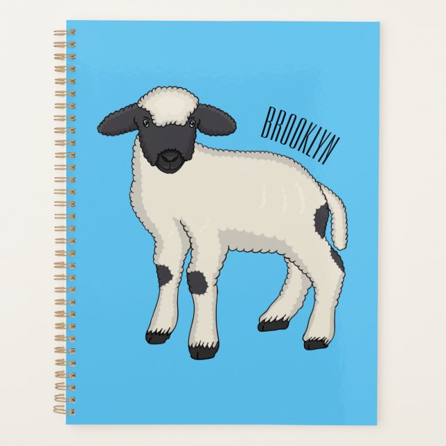 Valais Blacknose sheep cartoon illustration Planner (Front)