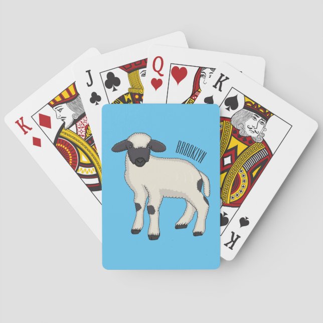 Valais Blacknose sheep cartoon illustration Playing Cards (Back)