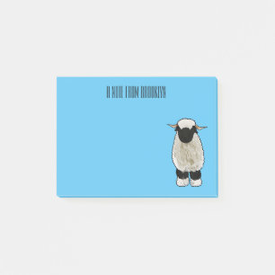 Valais Blacknose sheep cartoon illustration Post-it Notes