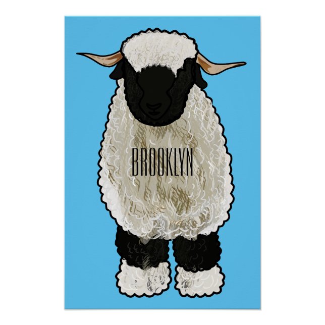 Valais Blacknose sheep cartoon illustration Poster (Front)