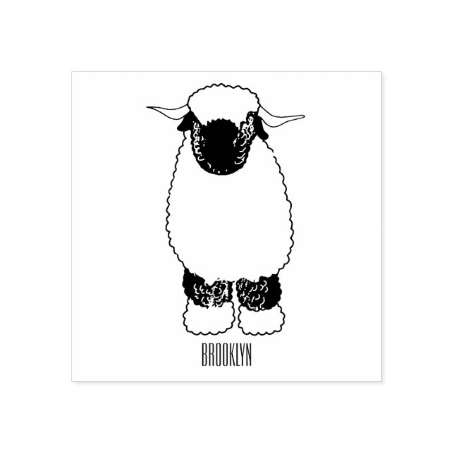 Valais Blacknose sheep cartoon illustration Rubber Stamp (Imprint)