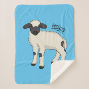 Valais Blacknose sheep cartoon illustration Sherpa Blanket
