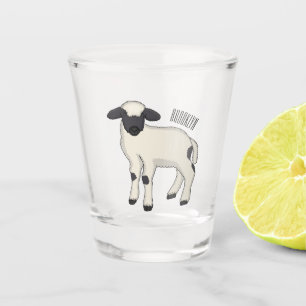 Valais Blacknose sheep cartoon illustration Shot Glass
