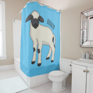 Valais Blacknose sheep cartoon illustration Shower Curtain