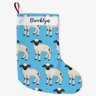 Valais Blacknose sheep cartoon illustration Small Christmas Stocking
