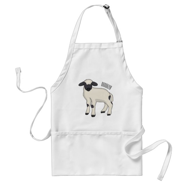 Valais Blacknose sheep cartoon illustration  Standard Apron (Front)