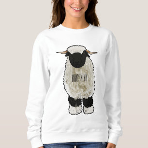 Valais Blacknose sheep cartoon illustration Sweatshirt