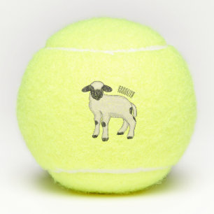 Valais Blacknose sheep cartoon illustration Tennis Balls