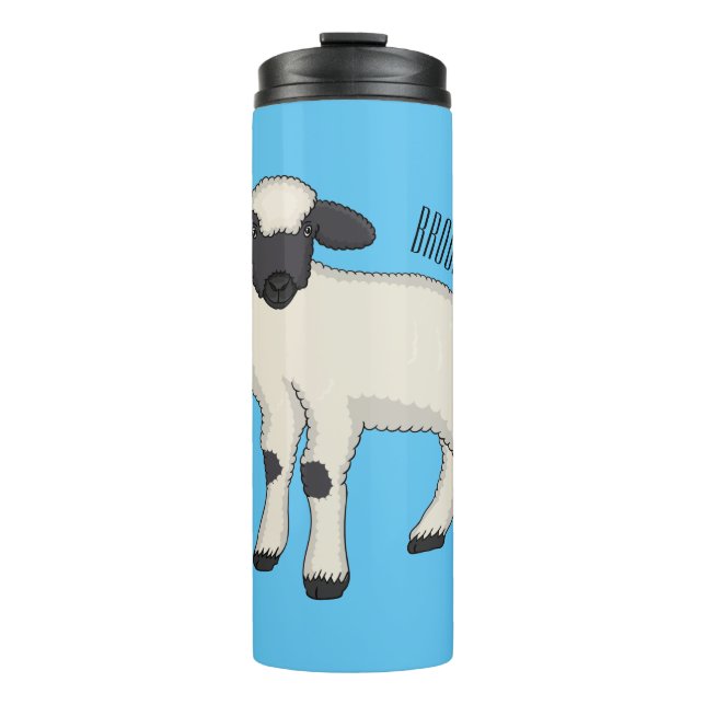 Valais Blacknose sheep cartoon illustration Thermal Tumbler (Front)