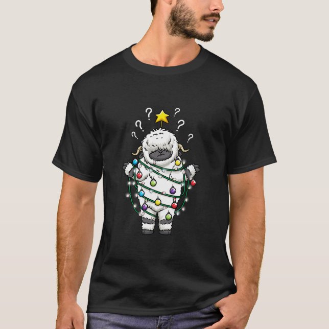 Valais Blacknose Sheep Christmas Lights Funny Desi T-Shirt (Front)