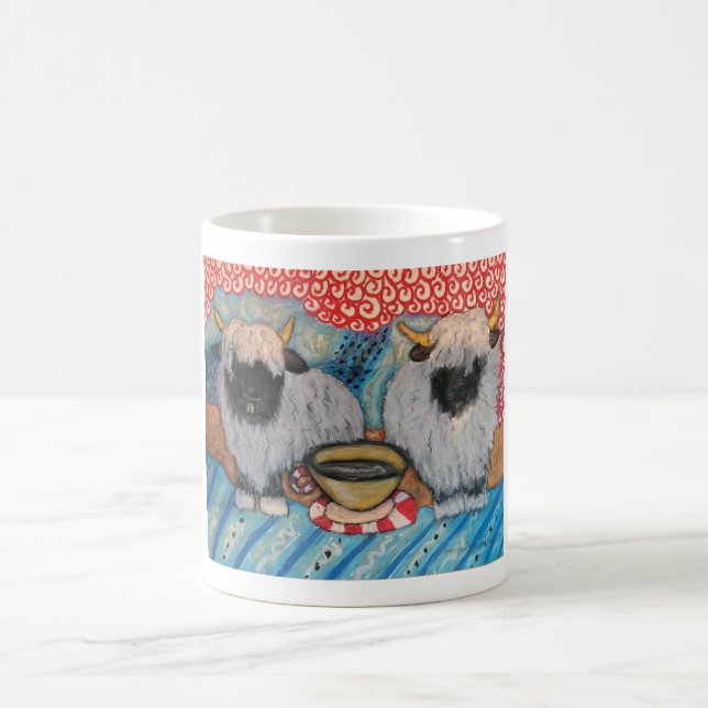 VALAIS BLACKNOSE SHEEP Drinking Coffee Farm Ranch Mug (Center)