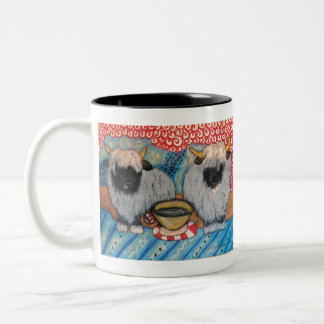 VALAIS BLACKNOSE SHEEP Drinking Coffee Two-Tone Coffee Mug