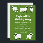Valais Blacknose Sheep Farm Themed Party Invitation<br><div class="desc">These custom birthday party invitations are perfect for farm themed parties or for throwing a party for anyone who loves sheep. These invites feature illustrations of Valais Blacknose sheep in white and black against a bright green background. Just fill in the template fields to personalise these invitations with all your...</div>